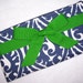 WRISTLET COLLECTION...Navy Blue Damask with Kelly Green Grosgrain Bow