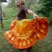 Firey Bohemian Full Circle Silk Skirt, Handmade and Dyed, with Shibori
