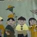 Hand printed cotton fabric - Green SMALL WORLD kids - half yard