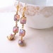 Earrings with vintage pastel art glass pink blue