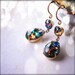 Black opal earrrings with vintage art glass stones