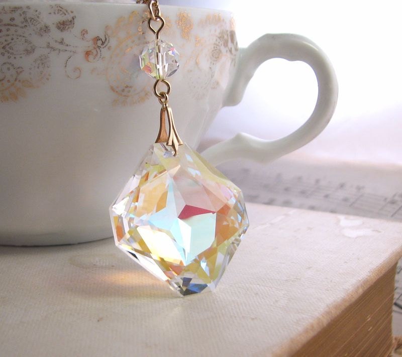 Vintage Swarovski crystal pendant gold filled by shadowjewels