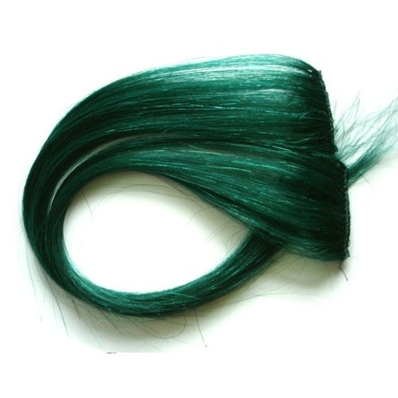 Green ClipIn Hair Extensions dark emerald kelly by IKickShins