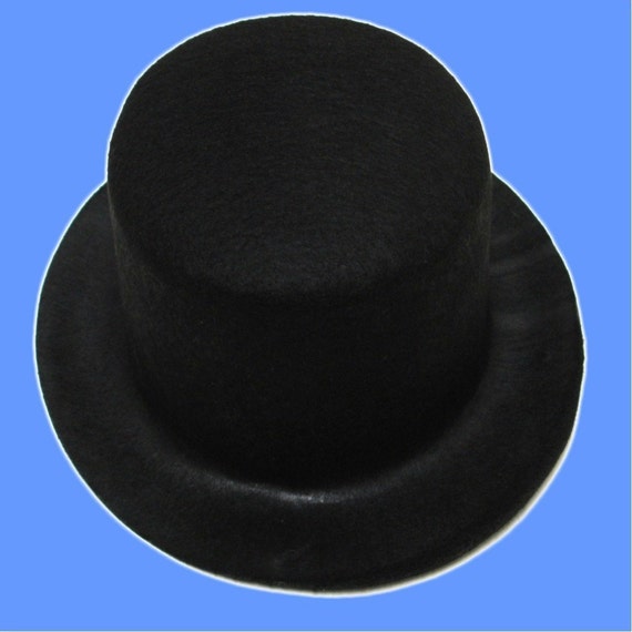 Mini Top Hats 6 3/4 Inch Black Miniature Felt Bases for Hair