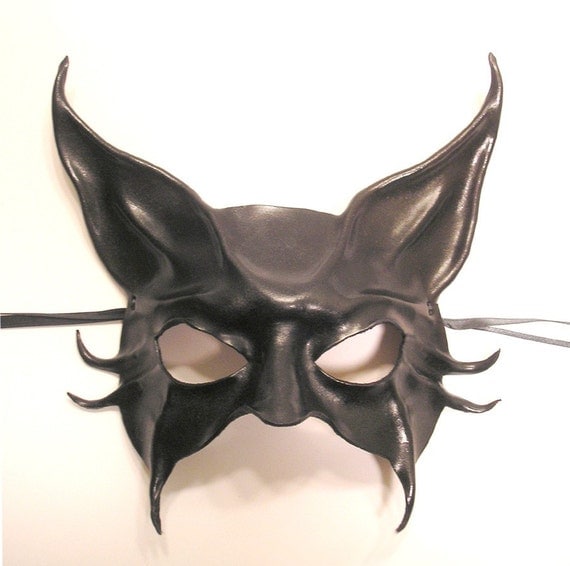 Black Cat Leather Mask by teonova on Etsy