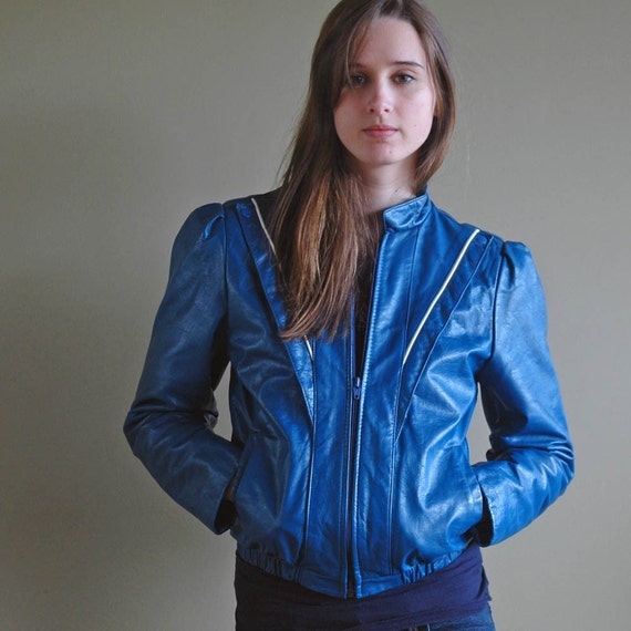 Electric Blue Leather Jacket Womens Photos