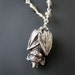 Pewter Bat and Gray Glass Bead necklace