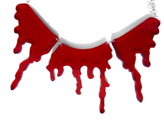 Horror Gore zombie VAMPIRE slasher chain Blood drips NECKLACE