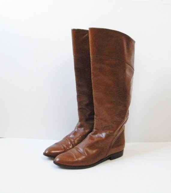 Vintage Tan Knee High Riding Boots Size 8