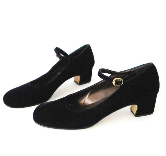 black velvet mary jane heels