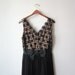 1960s Midnight Lace Pleated Chiffon Dress Size Medium