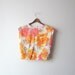 1960s Watercolor Floral Cropped Blouse Size Small