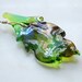 Leaf Pendant - large art glass focal bead with iridescent peacock green glass - Art Nouveau
