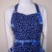 Womens Apron Navy Blue Flowers Patchwork Pattern Contrast