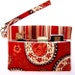 Paisley Wristlet Clutch Wallet Rust Purse Striped Contrast