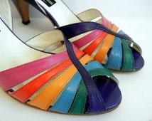 shoes  Cage My Heart Vintage 80's Rainbow Neiman Marcus Heels Shoes ...