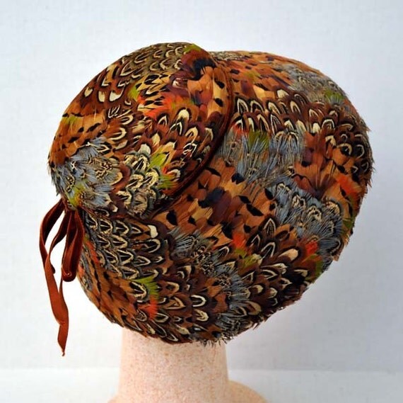 Stunning Vintage 50's Pheasant Feathers Hat by