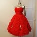 RESERVED For Peta Holland Kelly - 1950's Dress / Vintage 50's Red Strapless Shelf Bust Lace Tulle Prom Party Dress