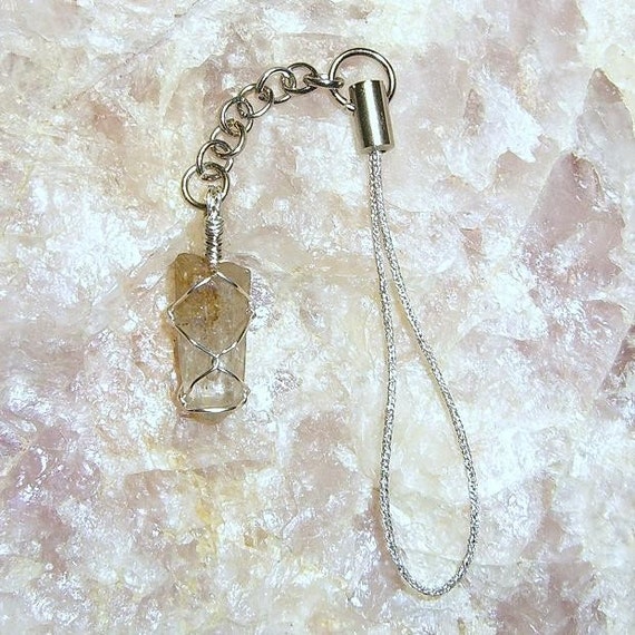 Rutilated Quartz Crystal Cell Phone Charm