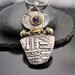 Ancient Mystery - Fine silver, pearl and Amethyst pendant with gold accents