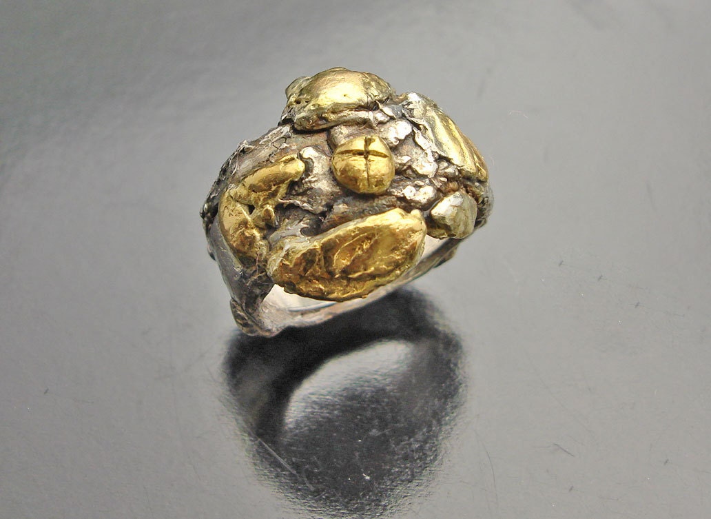 Heavy Metal Ring Silver and Gold by designsbysuzyn on Etsy