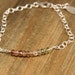 Tourmaline and Silver Bracelet -- Watermelon Tourmaline and Sterling Stacked Stone Bracelet