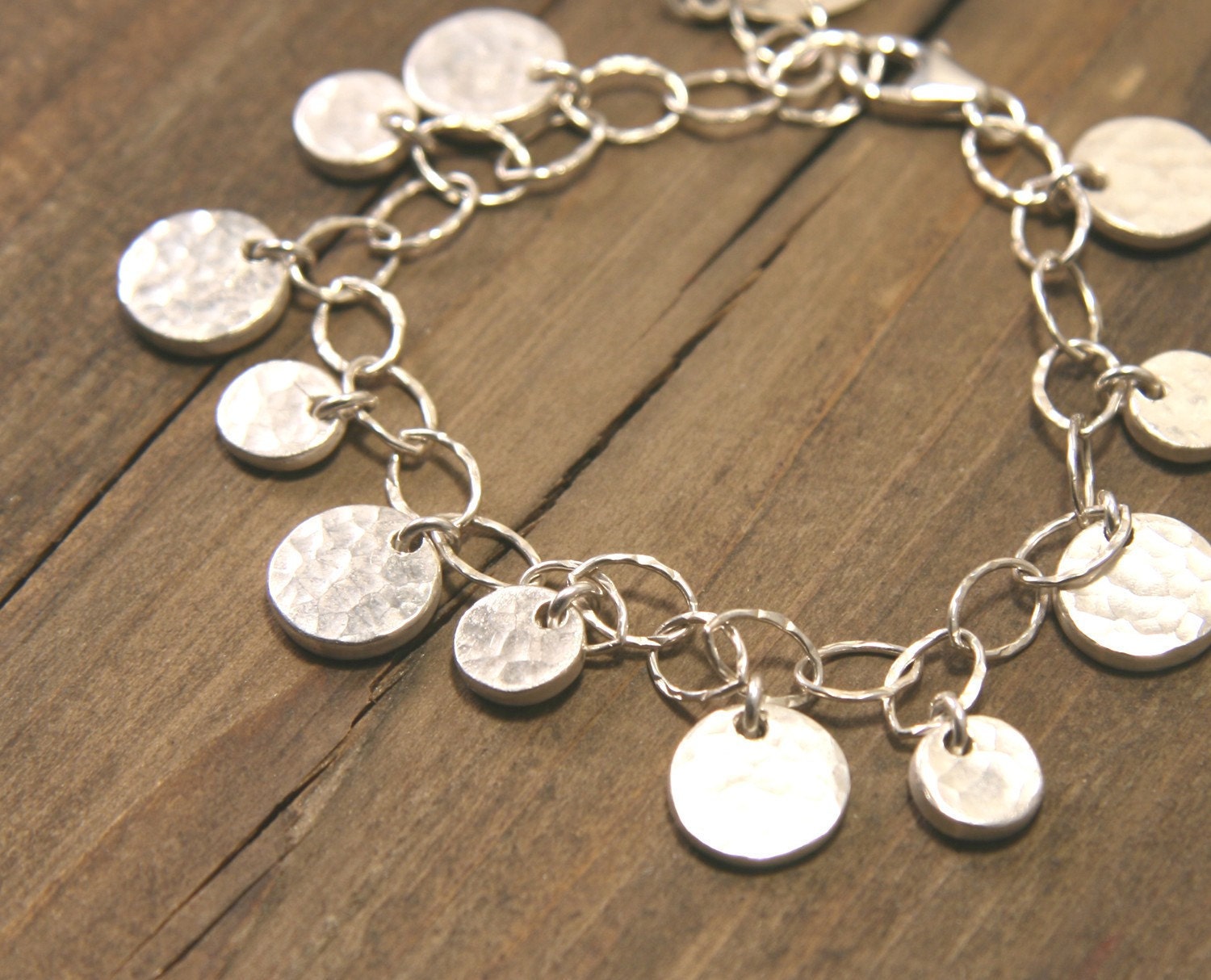 Hammered Disc Charm Bracelet