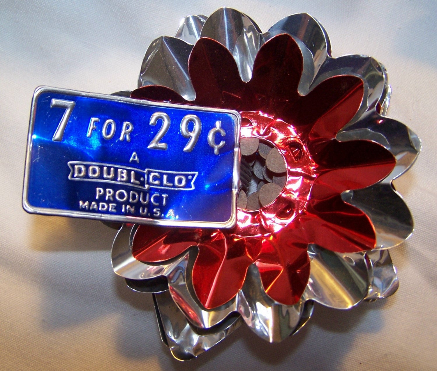 Vintage Aluminum Christmas Lights Reflectors Red and Silver