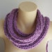 Hand Knitted rope scarf with tassels, long skinny scarf - lavender