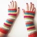 neon striped fingerless gloves knitted arm warmers, color block wrist warmers