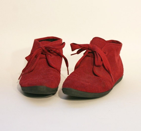 Vintage Red Suede Keds Essentials Lace-up Booties / by jenniejune