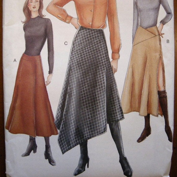Download MOCK WRAP Asymmetrical Skirt Pattern Vogue 7318 Size 8 10