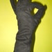 Black Embroidered Evening Gloves - Size 7 - Cotton