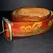 Vintage 70s Style Leather Belt - Mushroom Motif