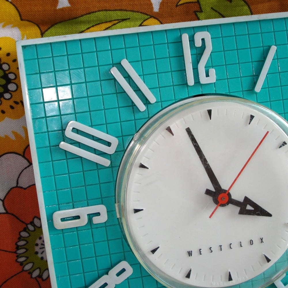 Kitchen Clock Retro Turquoise Westclox