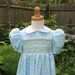 Hand smocked girl toddler dress white daisies on blue Size 3/3T ready to ship