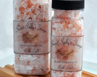 Rose Geranium Bath Salts, 8oz