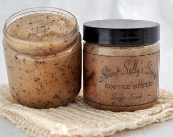 Coffee Butter Sugar Scrub, 4oz Emulsified Organic Sugar