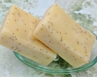 Organic Handmade Soap Lemon Poppyseed, Vegan soap, cold process soap