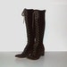 Vintage 70s Brown Renaissance Lace-up Knee High Boots Size 8.5