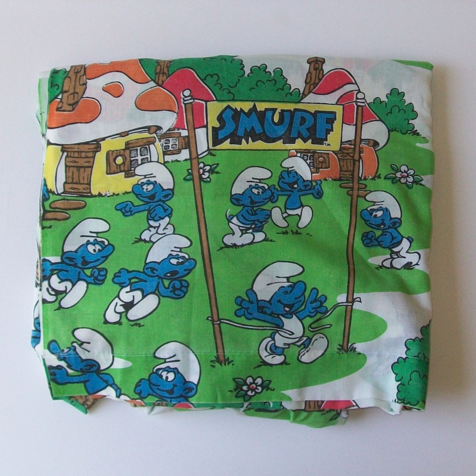 Vintage 80s SMURF Twin Sheet Set