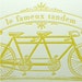 Tandem bicycle letterpress card in yellow