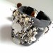 SALE marked down 60% Night and day V, fiber wearable art beaded gray cuff