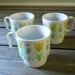 Coffee Cups 1970's Japan Yellow and Green Tulip Coffee Mugs