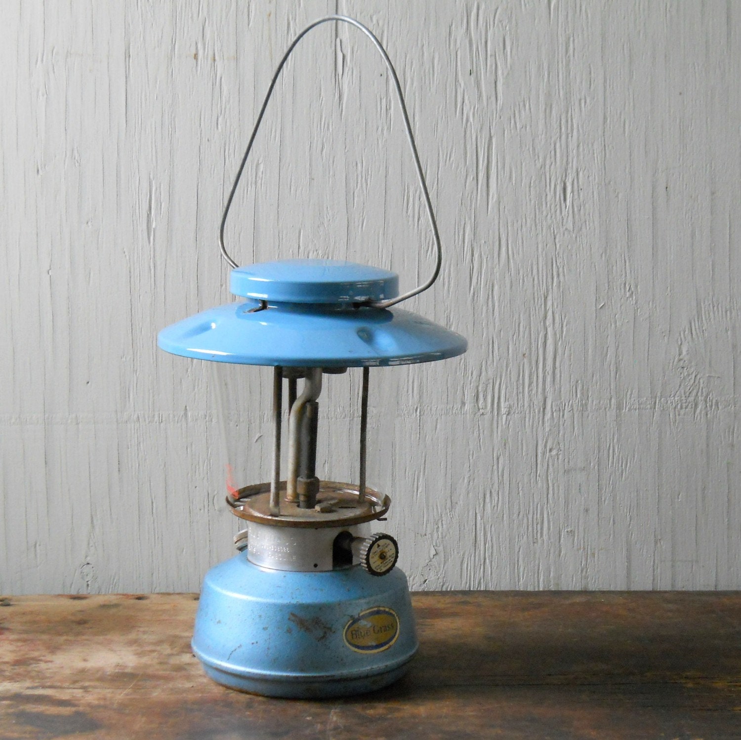 Lantern Vintage Blue Grass Camping Lantern by lisabretrostyle2