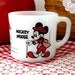 Vintage Fire King Coffee Mug Cup 1960s Anchor Hocking Mickey & Minnie Mouse Retro Walt Disney Collectible Red.