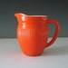 Vintage Hazel Atlas Milk Pitcher Fine Ribbed Milk Glass Tangerine Orange 1940s
