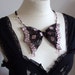 VINTAGE lace butterfly necklace with crystals and pearls, bib fiber necklace, bow