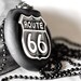 Route 66 Necklace Family Road Trip Travel Nostalgic Memories of the Midwest Jewelry in Black Polymer Clay