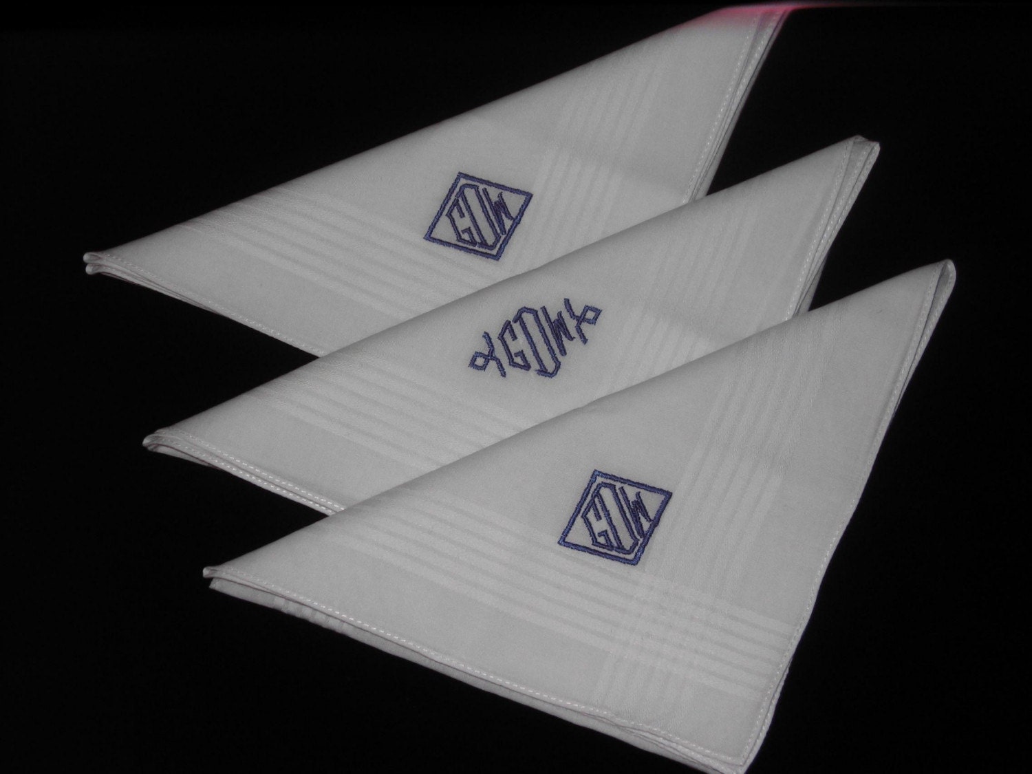 Monogrammed Men's Handkerchiefs Set of 3